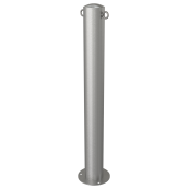 Stainless steel post |  102 mm | stationary, to be fixed by plugswith base plate  180 x 6 mm | without lock | with 2 eyelets